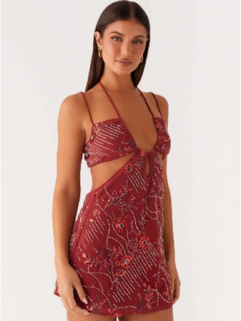 Sahara Nights Beaded Mini Dress
Halter - Red